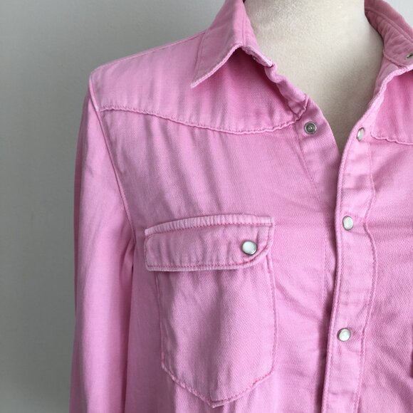 AQUAVERDE Paris Western Style Pink CLYDE Long Sleeve Snap Button Shirt - Picture 6 of 12